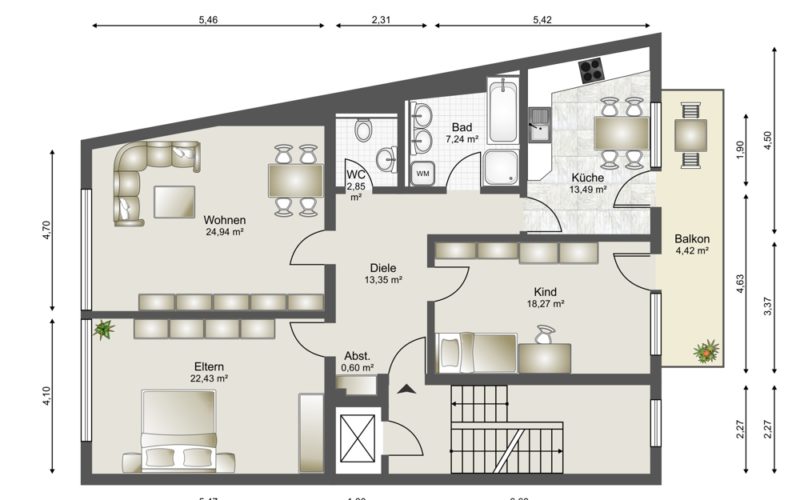 Grundriss 2-4 OG